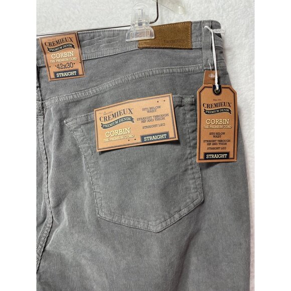 Cremieux Men's 42x30 Straight Fit Corbin Corduroy Pants Gray NWT - Picture 6 of 15